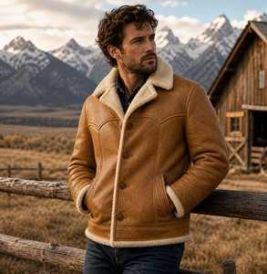 Abrigo de Piel de Oveja de Alta Calidad para Hombre, Chaqueta de Invierno Cálida Personalizable de Primera Calidad, Piel de Oveja Genuina - Product Image 3