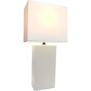 Elegant Designs LT1025-WHT Lampada da Tavolo Moderna in Pelle con Paralume in Tessuto Bianco Design Contemporaneo per Arredamento Casa - Product Image 2