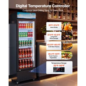Refrigerador Comercial con Puerta de Vidrio, Enfriador de Bebidas de 12.7 Pies Cúbicos, Exhibidor - Product Image 4