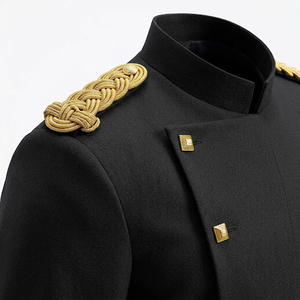 Chaqueta Escocesa Negra de Doble Botonadura para Hombre, Cuello Alto, Botones Dorados, Epaulettes, Abrigo Formal Estilo Kilt Montrose - Product Image 4