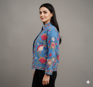 Chaqueta de Invierno Reversible con Bordado Suzani, Manga Larga, Ecológica, Talla Única, para Fiestas - Product Image 3