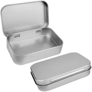 Lot de 2 boîtes rectangulaires en métal, petites boîtes de rangement avec couvercles pour le stockage du tabac, des cigarettes, des bonbons et des bijoux en vrac - Product Image 1