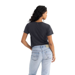 T-shirt court ajusté pour femme, couleur unie jaune moutarde, manches courtes, col rond, impression à la demande, haut personnalisé avec marque - Product Image 6