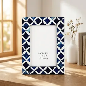 Handmade Blue Geometric Resin Eco-Friendly Durable Lightweight <b>Photo</b> <b>Frame</b> Vertical Wall <b>Mount</b> Trendy Picture Holder - Product Image 4