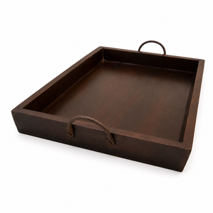 Bandeja de Servir Rústica de Madera con Asas de Hierro |   Bandeja Rectangular Ligera Hecha a Mano para Desayuno y Decoración, Ideal para Bodas y Cumpleaños - Product Image 4