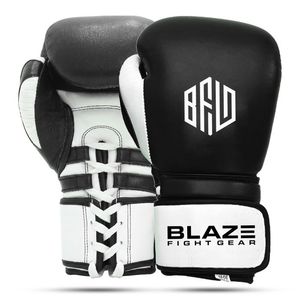 OEM Genuine Leather Boxing Gloves for Sparring Training Kickboxing Muay Thai MMA Bag work with <b>Velcro</b> <b>Strap</b> & Lace up Closure - Product Image 1