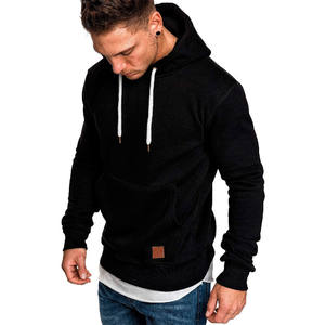 Sweat-shirt à capuche pour homme, manches longues, couleur unie, noir et rouge, grande taille, Poleron Hombre - Product Image 6