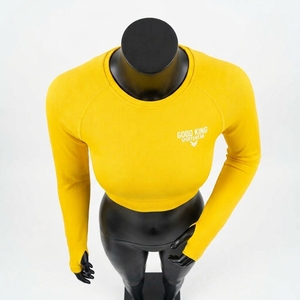 Women's <b>Long</b> <b>Sleeve</b> Crop <b>Top</b> Fitness Wear Short Length Quick Dry <b>Gym</b> Apparel Thumb Hole Crop <b>Top</b> - Product Image 5