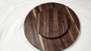 Wood Double Tier Rotating Tray Smooth-Spin Lazy Susan for Tabletop <b>Spice</b> Serving - Product Image 4