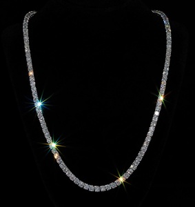 925 <b>Sterling</b> <b>Silver</b> Gold Plated 5mm VVS Moissanite EGL Certified Iced Out <b>Tennis</b> Chain Hip Hop <b>Necklace</b> - Product Image 2