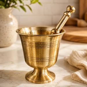 Brass Mortar and Pestle Set Manual <b>Herb</b> Spice <b>Grinder</b> Durable Metal Kitchen Tool Wholesale bulk mortar and pestle - Product Image 2