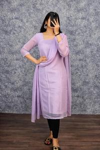 Ropa Étnica India, Kurtis Lisos de Material Georgette con Dupatta para Uso Diario y Casual, Kurtis Sencillos con Tallas Grandes Disponibles - Product Image 4