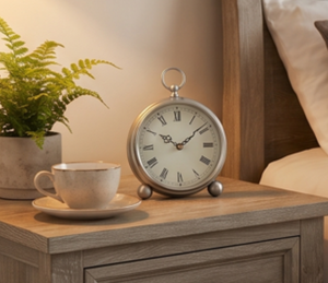 Vintage Style Desk <b>Clock</b> With Roman Numerals And Quartz Movement Traditional Design Circular Shape Battery Operational - Product Image 6