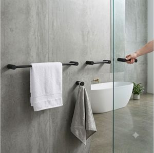 Elegant 4-Piece <b>Bathroom</b> Hardware <b>Accessory</b> Kit – 24 Inch Towel Rod, Hand Towel Rail, Tissue Holder, and Robe Hook - Product Image 5