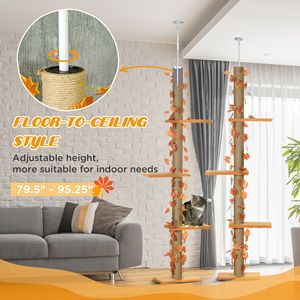 Albero per Gatti e Tiragraffi da Pavimento a Soffitto Regolabile in Altezza 80'-95' - Product Image 5
