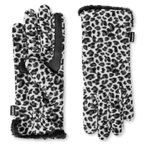 Gants d'hiver chauds pour femmes, imprimé léopard, en polaire, compatibles écran tactile, en microfleece thermique, pour la conduite, avec patch en cuir PU sur la paume - Product Image 1