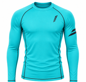 <b>Men's</b> Full Sleeve Turquoise Rash Guard Quick Dry Breathable Spandex/Nylon Adult <b>Swim</b> <b>Shirt</b> - Product Image 6