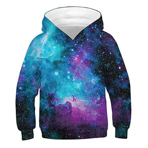 Sweat-shirt à capuche personnalisé, vêtement décontracté d'automne, imprimé motif Lait Galactique, coupe régulière, en polyester tricoté - Product Image 5