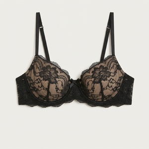 Sujetador Push-Up con Encaje y Aros para Mujer, Copa 3/4, Sexy, Floral, Tirantes Ajustables, Cierre en Y, Transpirable, Soporte Suave, OEM ODM - Product Image 1