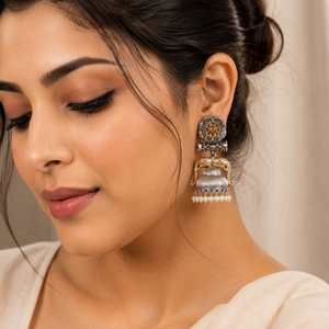 Pendientes colgantes Jhumka de elefante bohemio chapados en oro y plata antigua para mujer, hechos a mano, joyería étnica india para fiesta, venta al por mayor - Product Image 2