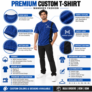 Camiseta de Manga Corta para Hombre, Azul con Estampado Frontal, Corte Holgado, Estilo Casual, 100% Algodón, Cuello Redondo, Transpirable, Estilo Urbano - Product Image 6