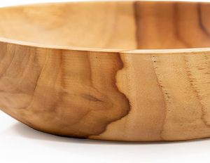 Bol en teck rustique de 10 pouces, sculpté à la main, en bois organique - Product Image 3