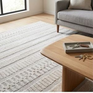 Tapis rectangulaire moderne à rayures, tissage plat en polypropylène, revêtement de sol décoratif pour salon, résistant aux taches, à poils fins - Product Image 3