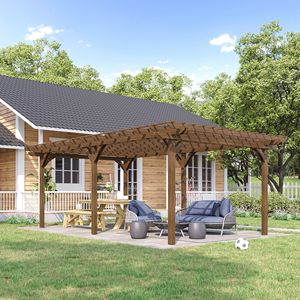 20 'X 12' all'aperto Pergola in legno struttura stabile giardino Patio cortile ponte Gazebo padiglione con traliccio d'uva - Product Image 2