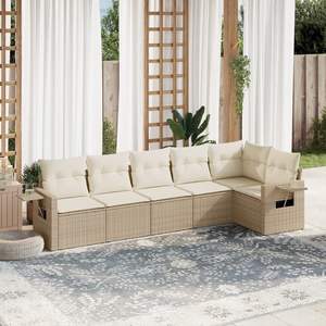 Conjunto de Sofás Grandes para Jardín en Ratán Sintético Beige con Acero con Recubrimiento en Polvo, Muebles de Exterior Premium - Product Image 1