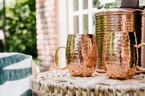 Mug en cuivre de luxe Welyo avec poignée, design martelé, grande capacité, vaisselle de bar vintage - Product Image 4