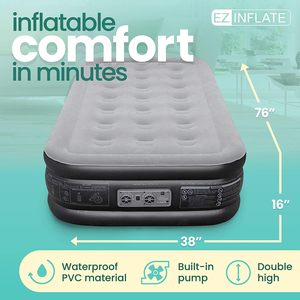 Matelas pneumatique de camping individuel, lit d'appoint en PVC floqué taille double - Product Image 4