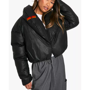 Custom Made Women's High Quality Cotton Puffer Jacket <b>Waterproof</b> <b>Winter</b> Crop <b>Coat</b> with Embroidery New Trend Bubble Puffer Jacket - Product Image 1