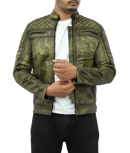 Blouson de motard en cuir de vachette souple, vêtement d'extérieur élégant et décontracté, cuir véritable de haute qualité, coupe ajustée, design tendance et à la mode - Product Image 4
