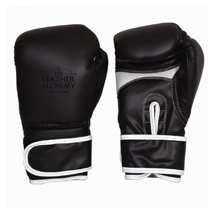 The Leather Alchemy Boxing <b>Gloves</b> Black Leather Lace-<b>Up</b> Breathable Training Sparring Gear for Adults - Product Image 1