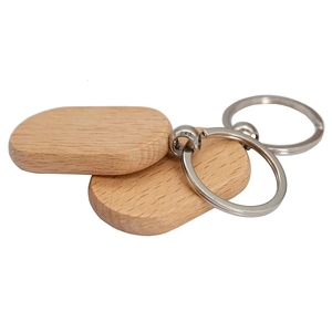 Wood Keychain Rectangle <b>Square</b> Shape Portable Keyring Wood Keychain Oval Shape Eco-Friendly Solid Wood Keyring With Metal Ring - Product Image 1
