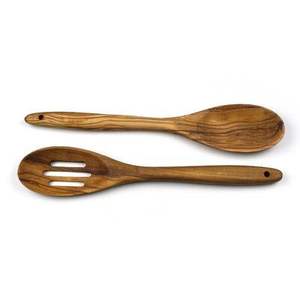 Cuillère en bois longue de qualité supérieure, cuillère naturelle faite à la main, ensemble de cuillères à salade, accessoires de cuisine - Product Image 1