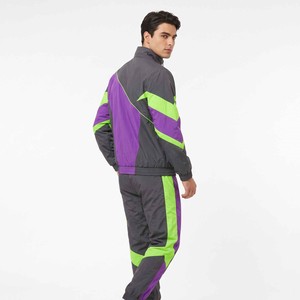 OEM Custom LOGO Embroidery Two Piece Zip up <b>Jacket</b> Long Set with <b>Reflective</b> Polyester Windbreaker Tracksuits for Men - Product Image 3