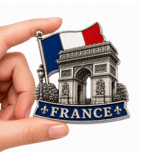 Aimants de réfrigérateur personnalisés OEM en alliage de zinc, finition argent antique, design Art Déco, 3D en relief, thème touristique, pour aimants puissants - Product Image 1