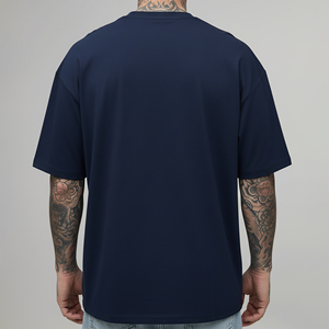 เสื้อยืดผู้ชายทรงบ็อกซี่ แขนเสื้อแบบดรอปไหล่ สีพื้น ผ้าฝ้าย 100% หนัก 270 GSM เหมาะสำหรับใส่หน้าร้อน สินค้าขายดี - Product Image 2