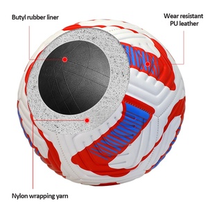 Balón de Fútbol Rojo, Blanco y Azul, Diseño de Paneles Resistente al Desgaste, Balón de Entrenamiento Juvenil, Logotipo Personalizable - Product Image 2