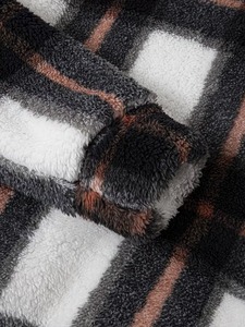 <b>Mens</b> Black White Plaid Fluffy Hoodie <b>Sherpa</b> <b>Fleece</b> Oversized Checked Pullover Hooded Sweatshirt Drawstring Winter Warm Jacket - Product Image 6