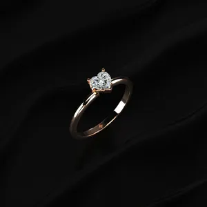 Bague de mariage solitaire en forme de cœur, look royal, avec clarté VVS-VS certifiée IGI. Achetez directement auprès d'un fournisseur indien de confiance. - Product Image 4