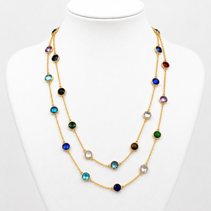 Collar de Cristal Multicolor Clásico Chapado en Oro, Collar Largo de 24 Pulgadas para Mujer, para Bodas - Product Image 6