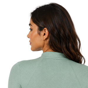 Haut de performance pour femme, vert sauge, à manches longues, col zippé, extensible et respirant, pour l'équitation et l'entraînement équestre - Product Image 4