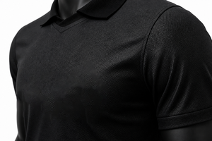 Polo de Manga Corta Negro para Hombre, Corte Regular, 100% Poliéster, Absorbe la Humedad, Cuello Camisero, Color Sólido, para Todas las Temporadas - Product Image 6