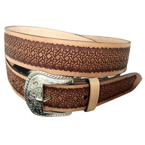 Ceinture en cuir pleine fleur pour homme, style western, faite sur mesure, sculptée à la main, avec motifs outillés, pour cowboy - Product Image 2