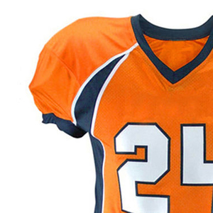 Uniforme de football américain personnalisé, maillot orange avec le numéro 24 et pantalon beige pour hommes adultes, matière polyester respirante - Product Image 3