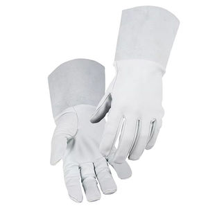 Guantes de Soldadura de Piel de Cabra Blanca Reutilizables, Resistentes al Calor, Largos, para Soldadura TIG y Uso en Construcción - Product Image 3