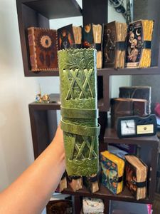 New Era Handmade Floral Leather Bound Journal <b>Diary</b> <b>A5</b> Size Green Vintage Deckle Edge Cotton Paper 100 Sheets for Writing - Product Image 4