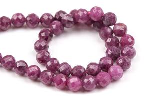 Cuentas de rubí rojo natural genuino, cuentas sueltas redondas facetadas moradas para la fabricación de joyas, pulseras y collares. - Product Image 6